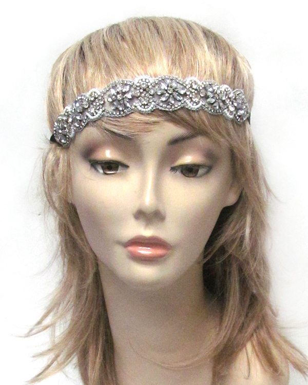 Handmade crystal and bead on fabric headband