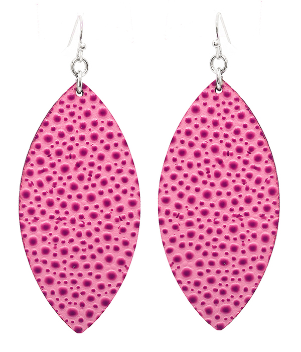 Ostrich skin textured leather earring