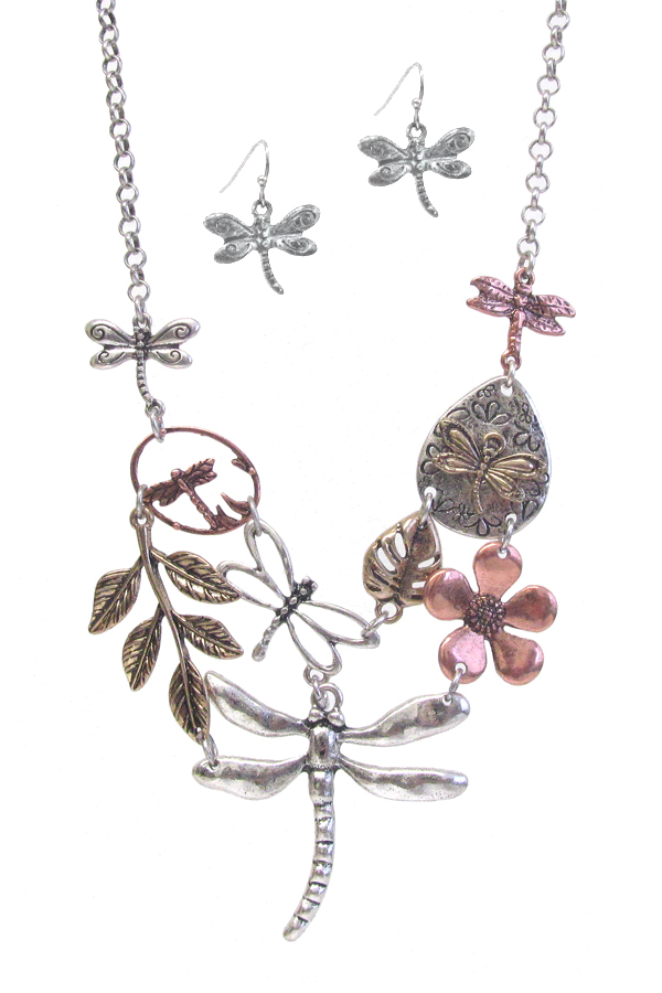 GARDEN THEME NECKLACE SET - DRAGONFLY