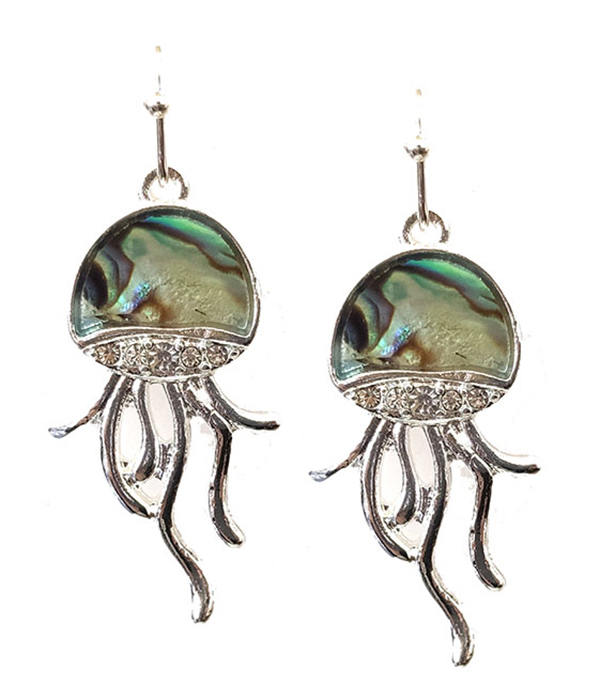 SEALIFE THEME ABALONE JELLYFISH EARRING