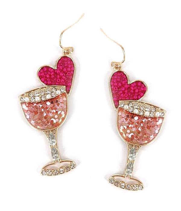 Valentine day theme cocktail earring