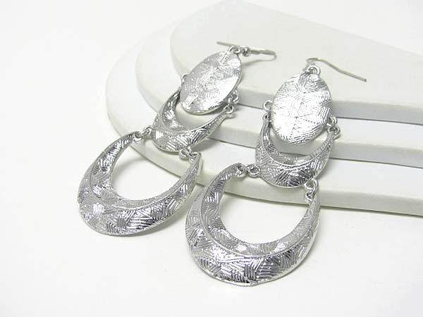 Textured metal drop earring