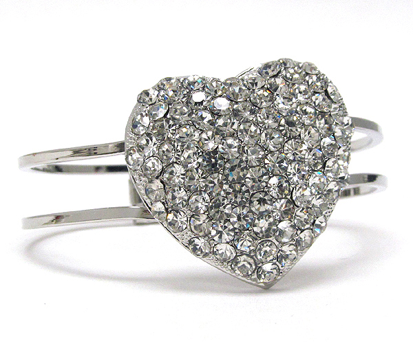 Valentine theme crystal puffy heart hinge bangle