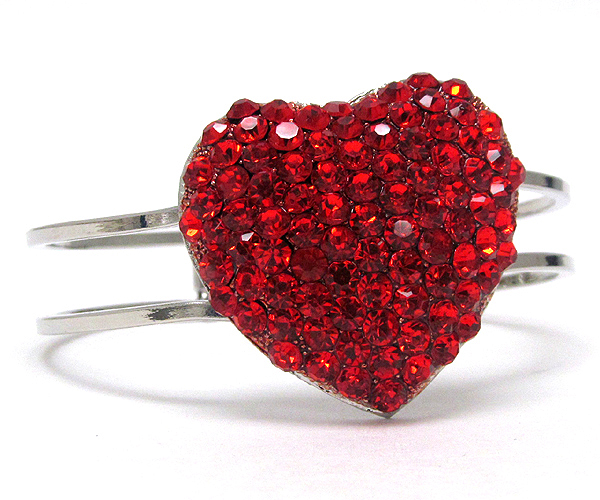 Valentine theme crystal puffy heart hinge bangle -valentine