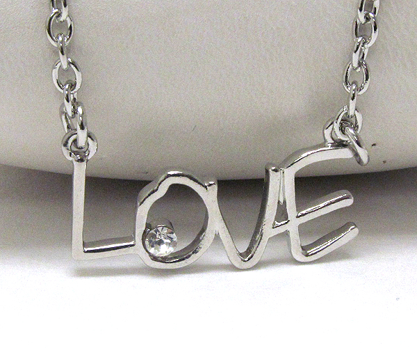 Crystal metal love theme chain necklace -valentine