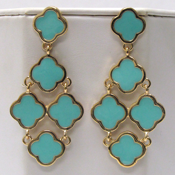 Multi metal epoxy flower drop earring