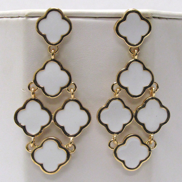 Multi metal epoxy flower drop earring