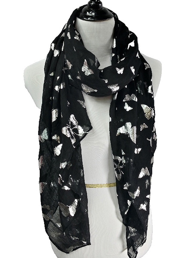 Metallic foiled butterfly scarf