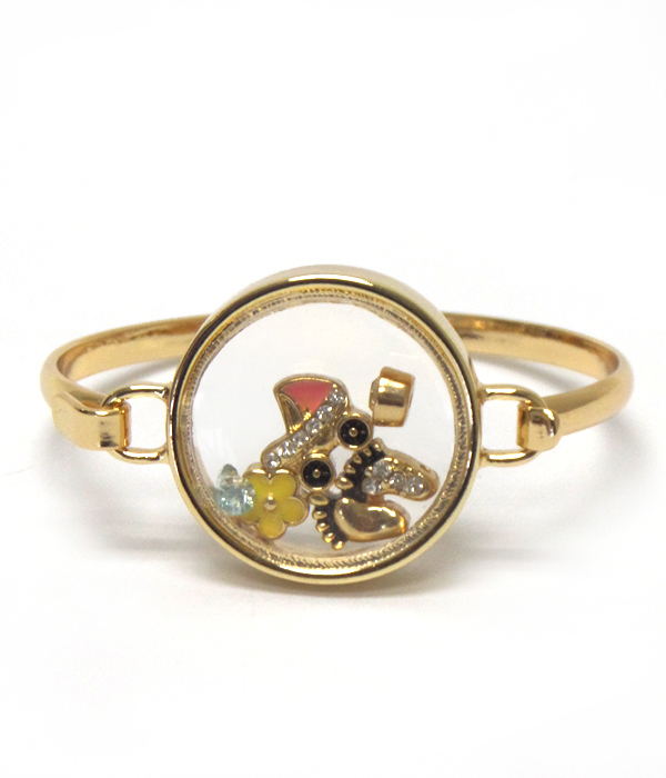 Origami style baby theme charms inside bangle bracelet 
