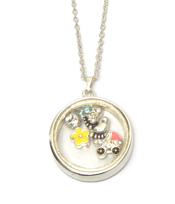 Origami style baby theme charms inside necklace 