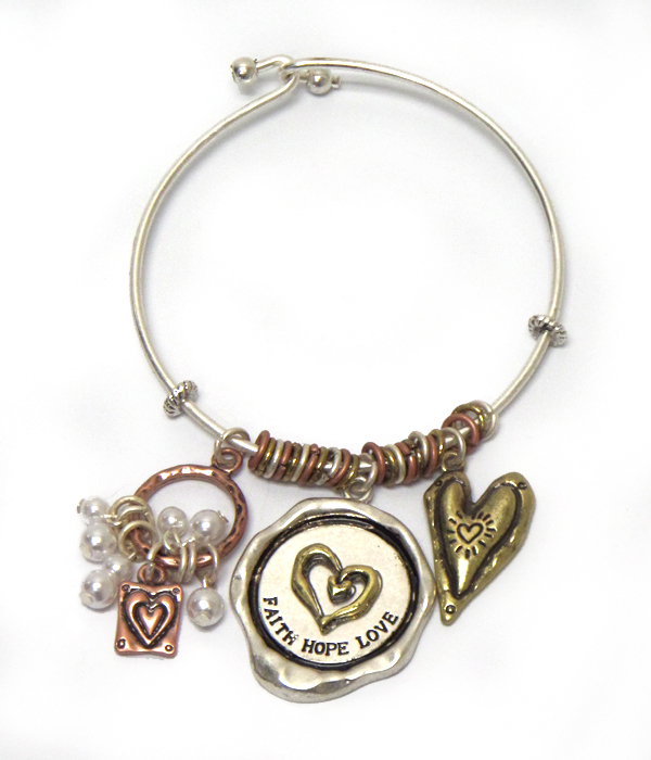 Religious inspiration charm message bangle bracelet