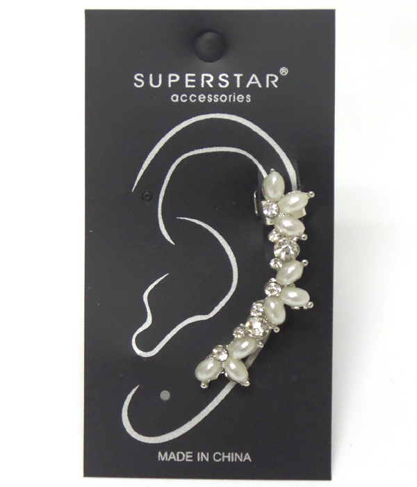 Pearl with stones earcuff