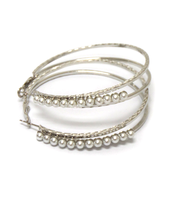 Pearl two layer hoop earrings