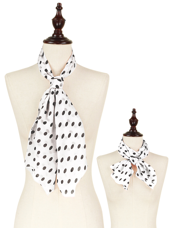 Polka dot print chiffon scarf - 100% polyester