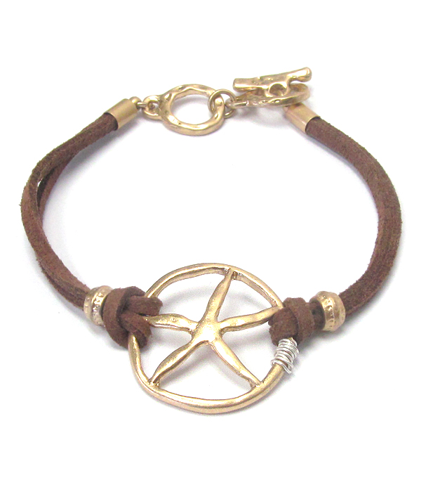 Starfish suede toggle bracelet