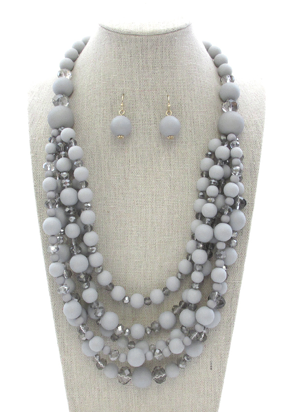 MULTI BALL BEAD MIX LAYERED CHUNKY NECKLACE SET