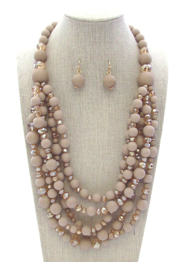 MULTI BALL BEAD MIX LAYERED CHUNKY NECKLACE SET