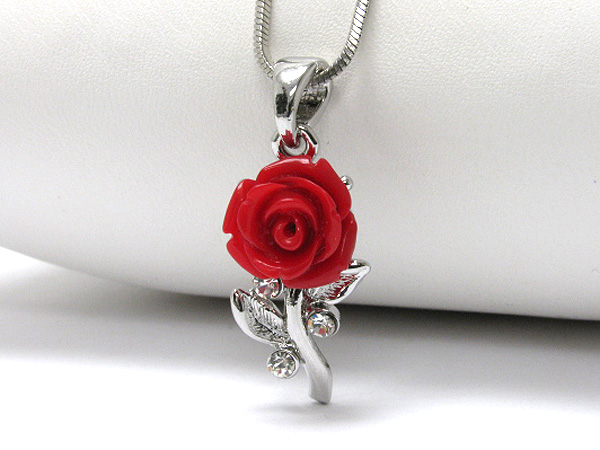 Made in korea whitegold plating crystal stud acryl flower pendant necklace