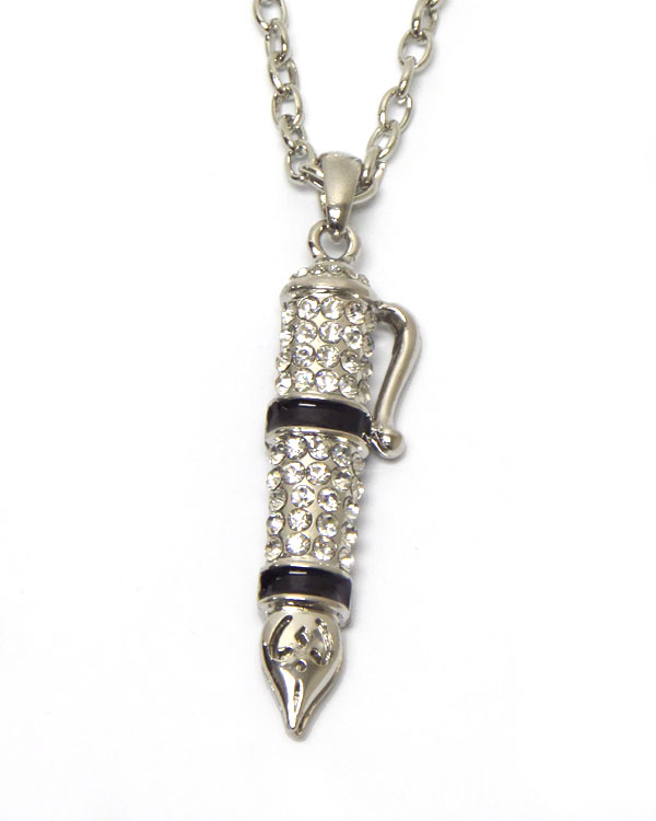 CRYSTAL MINIATURE FOUNTAIN PEN PENDANT LONG NECKLACE?