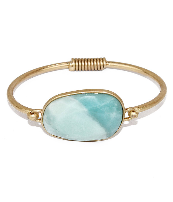 Semi precious stone wire bangle bracelet