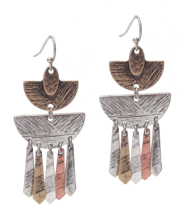 TEXTURED METAL BAR DROP EARRING