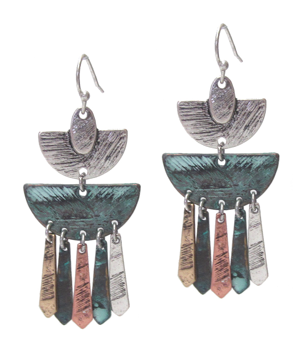 Textured metal bar drop earring