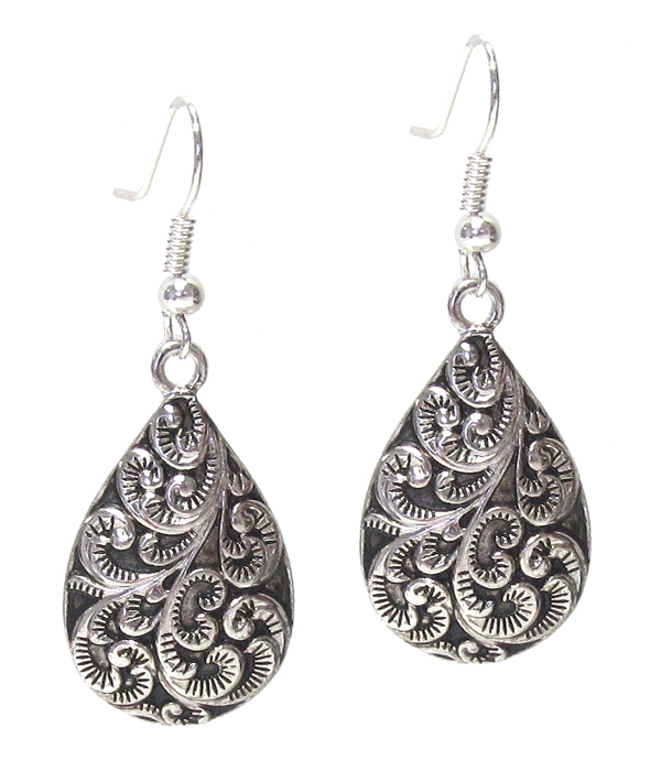 DESIGNER TEXTURED TEARDROP EARRING