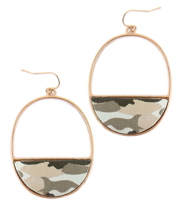 CAMOUFLAGE OVAL RING EARRING - MILITARY LOOK