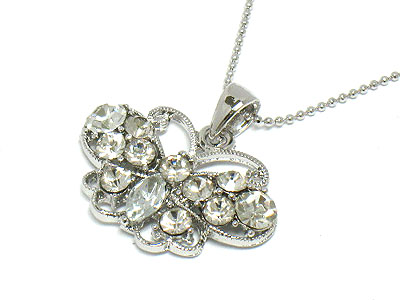 Made in korea whitegold plating crystal butterfly necklace