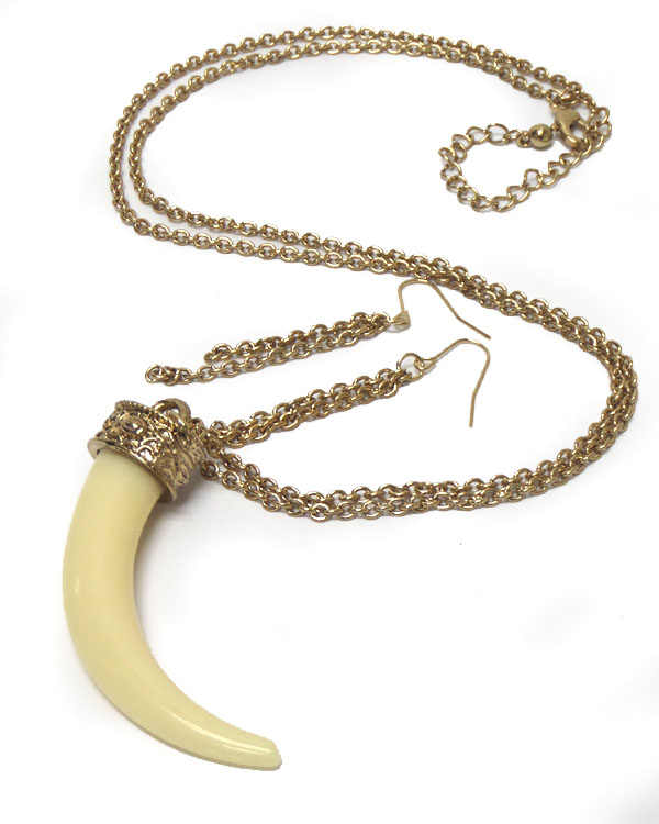 Formica horn pendant necklace earring set