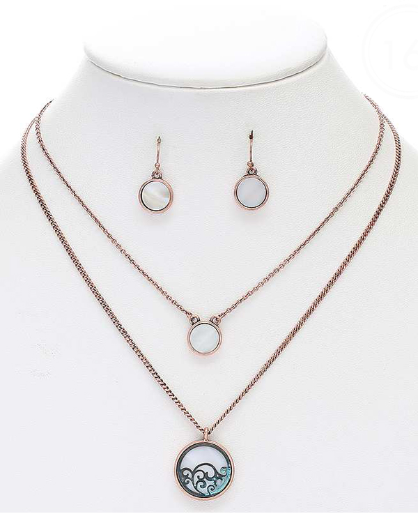 Ocean wave and mop disk double layer necklace set