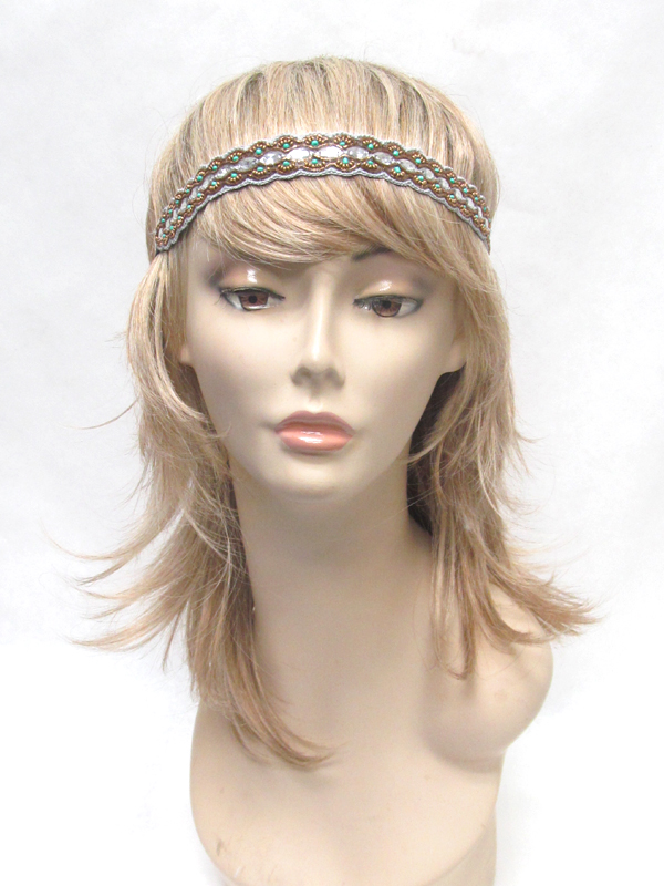 Handmade multi bead on fabric stretch headband