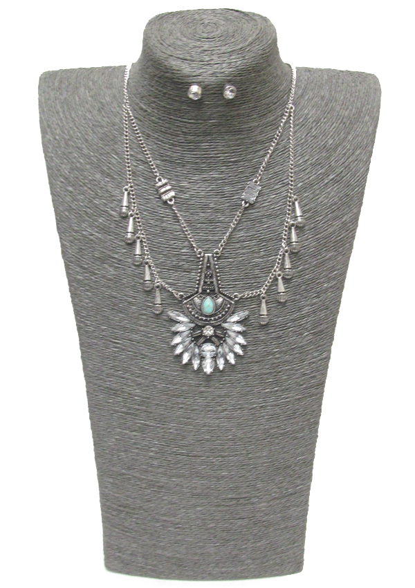 Double layer bohemian style necklace set