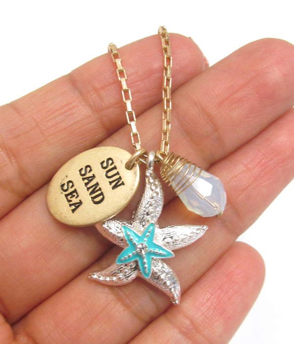 Starfish charm necklace - sun sand sea