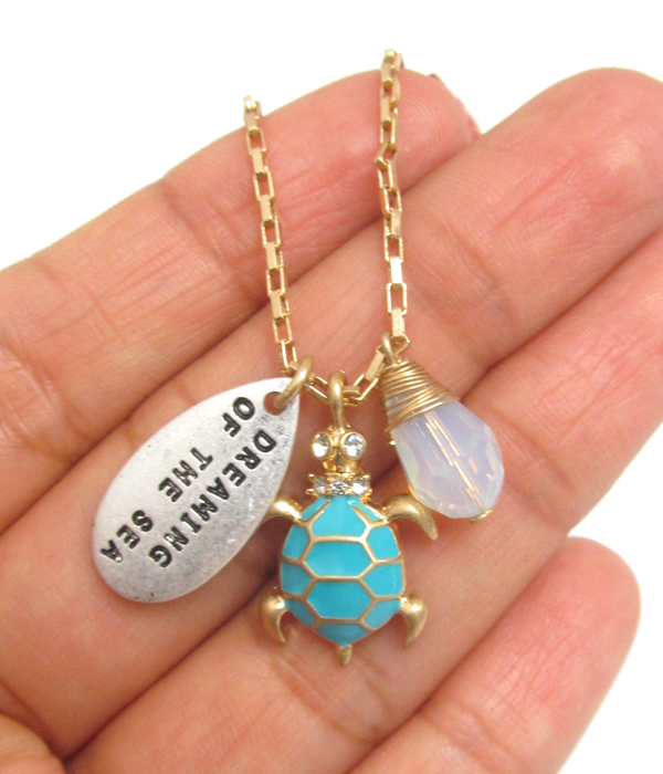 Turtle charm necklace - dreaming of the sea