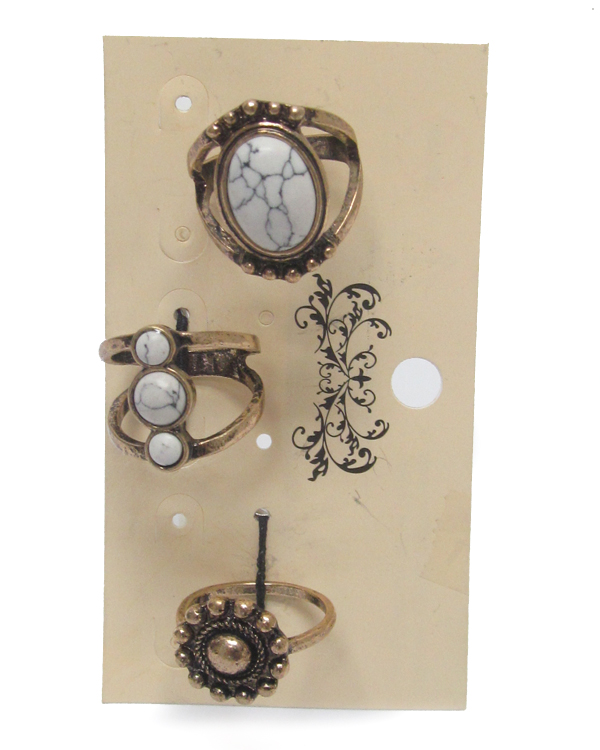 Bohemian style three piece ring set