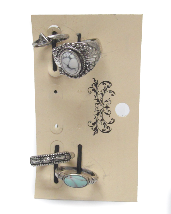 Bohemian style four piece ring set