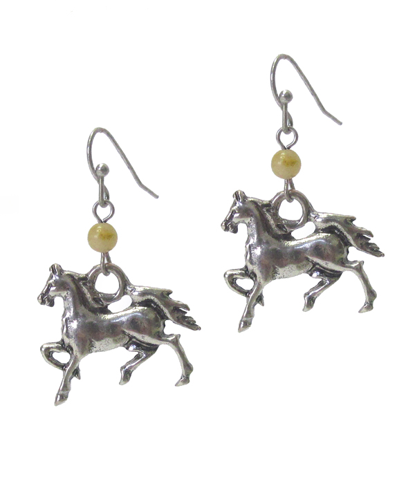 Vintage metal horse earring