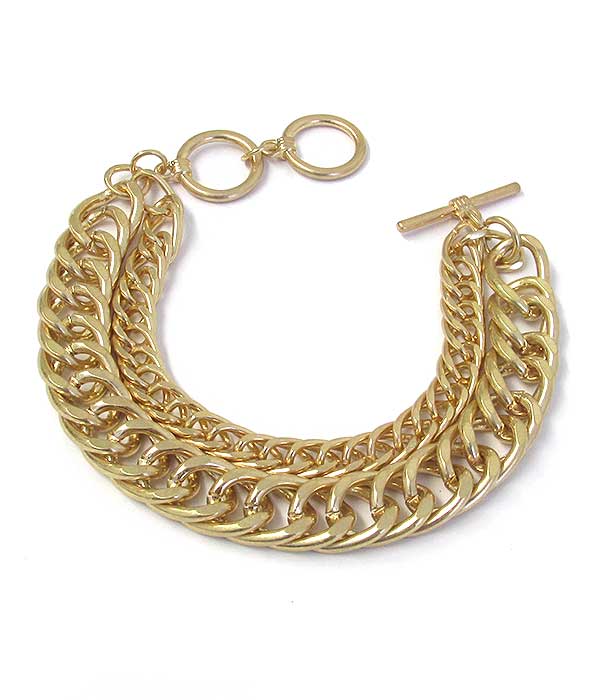 Double chunky chain toggle bracelet