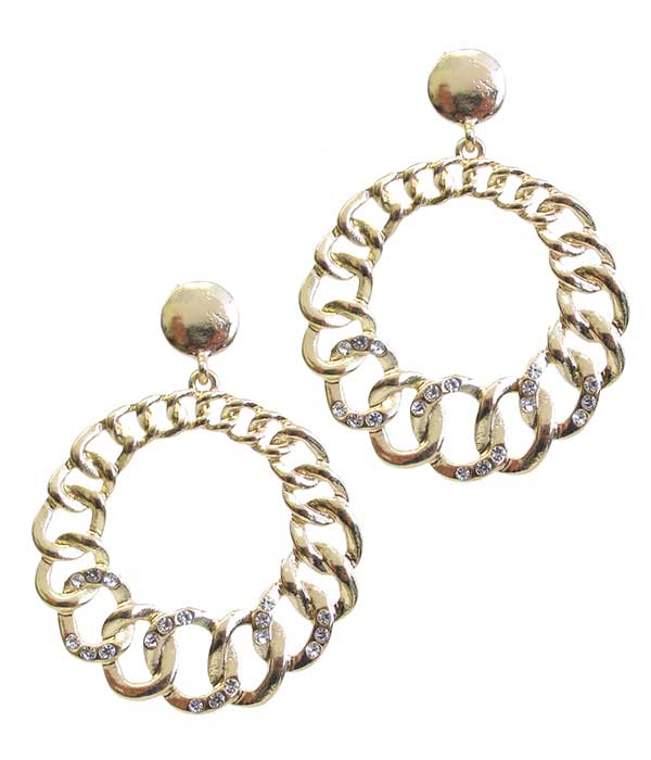 METAL CHAIN HOOP DROP EARRING