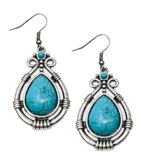 TURQUOISE TEARDROP EARRING