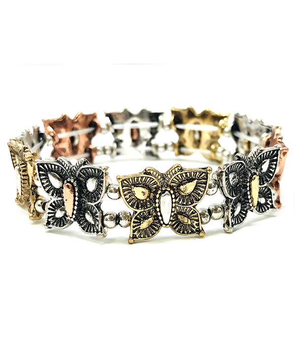 Vintage metal butterfly stretch bracelet