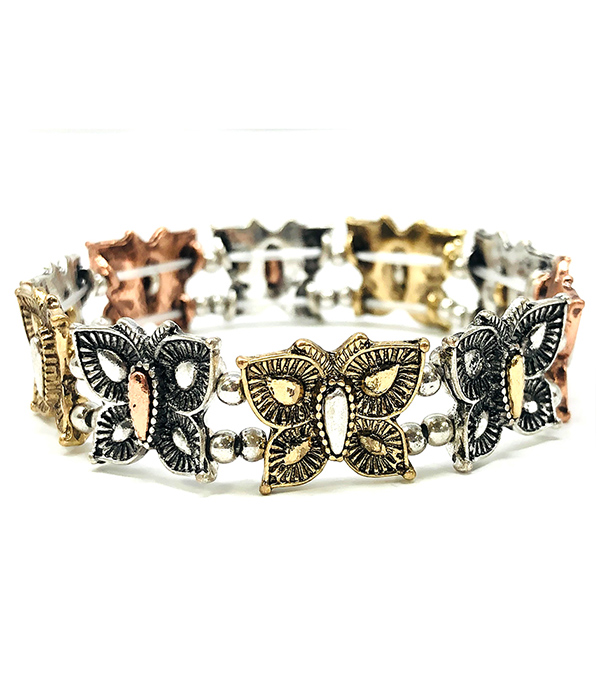 VINTAGE METAL BUTTERFLY STRETCH BRACELET