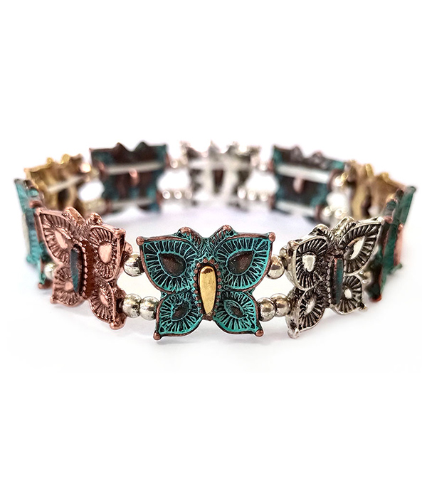 Vintage metal butterfly stretch bracelet