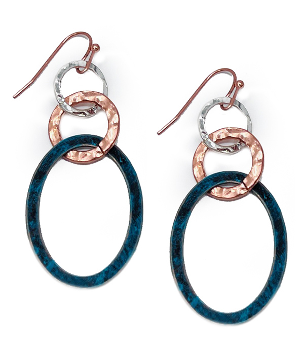 MULTI METAL HOOP LINK DROP EARRING