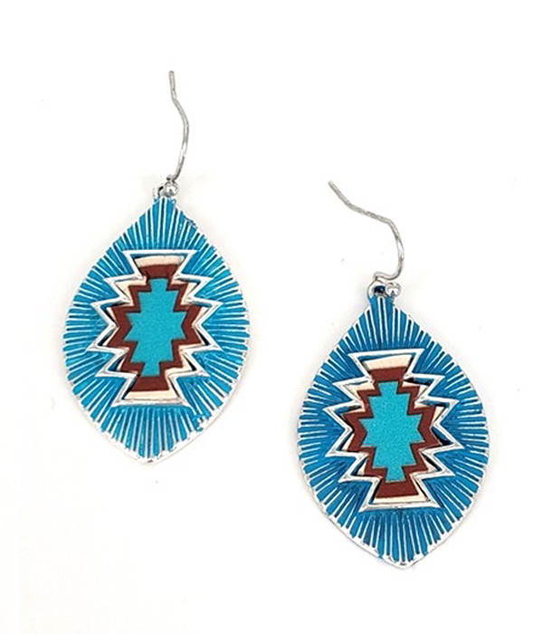 AZTEC PATTERN MARQUISE EARRING -western