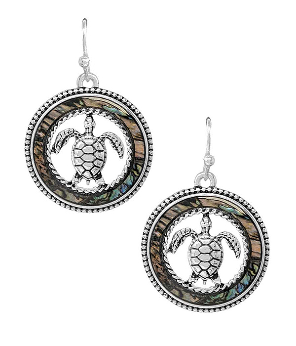 SEALIFE THEME ABALONE TURTLE EARRING