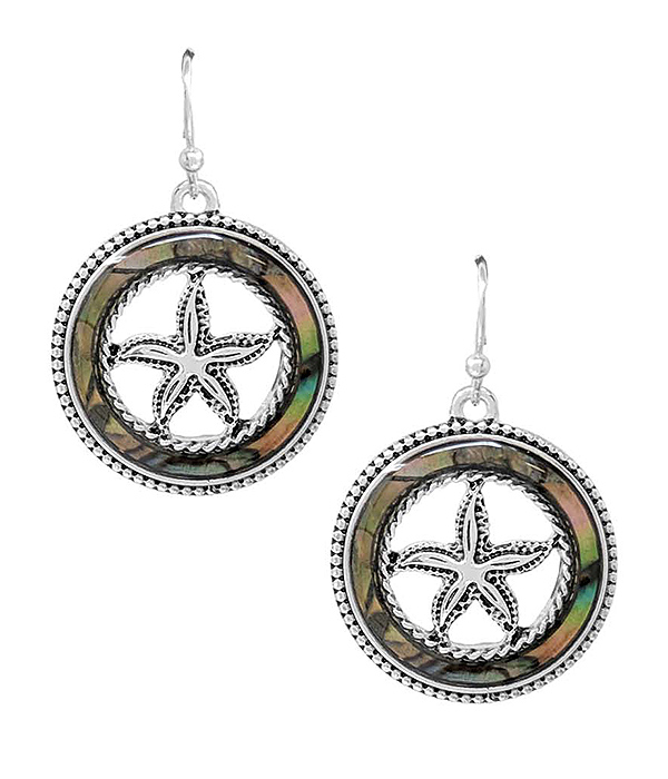 Sealife theme abalone starfish earring