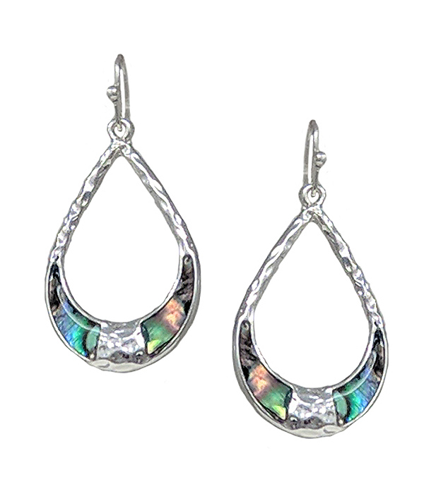 Designer textured abalone teardrop earring