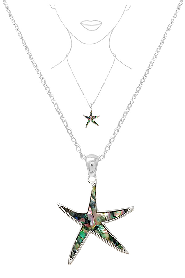 SEALIFE THEME ABALONE STARFISH PENDANT NECKLACE